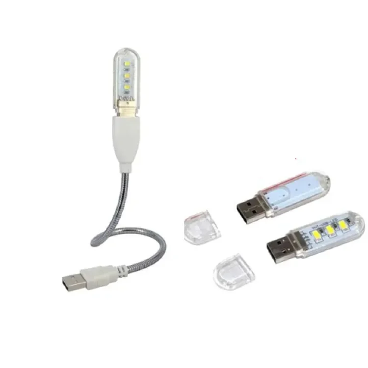 USB LED Book White Lights 3LED LED Bulb 5V Power Input With Flexible Cable