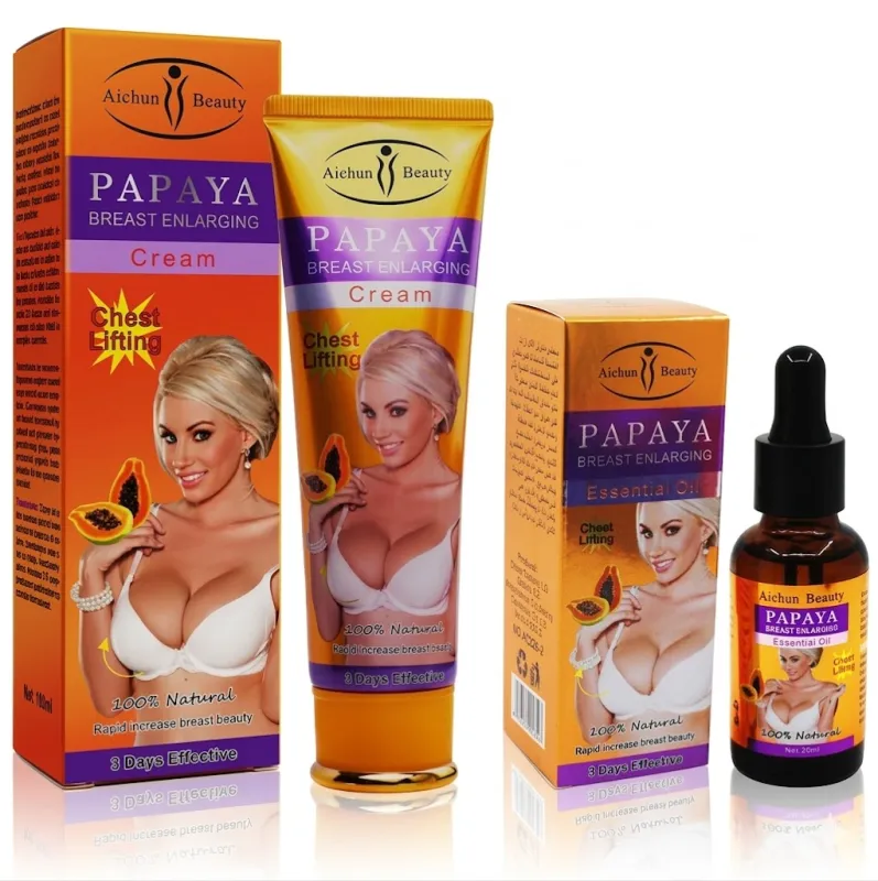 AICHUN BEAUTY Pack of 2 Papaya Breast Enlargement Essential Oil and Cream