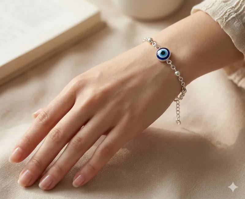 PURE SILVER EVILEYE BALL BRACELET FOR WOMEN 35-38