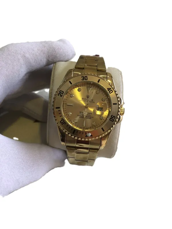 Luxury Men’s Analog Watch – Classic Submarine Style | Stainless Steel | Water Resistant | Golden