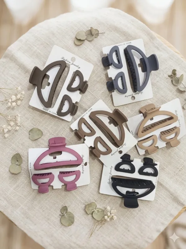 Korean Style Matte Hair Claw Clips Combo Set - Premium Non-Slip Jaw Clips Aesthetic Hair Accessories for Women & Girls