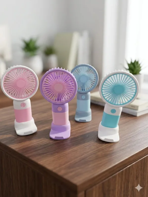 Mini Handheld Fan USB Rechargeable - Portable Cute Pocket Size Personal Cooling Fan with Wrist Strap for Travel, Office & Outdoor