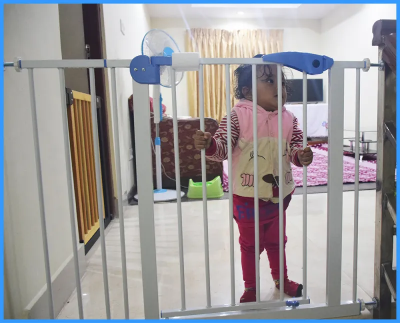 Child Safety Gate With added Extensions - Fits 4 Ft 1 inches - For Staircases And Doors, No Drilling Required